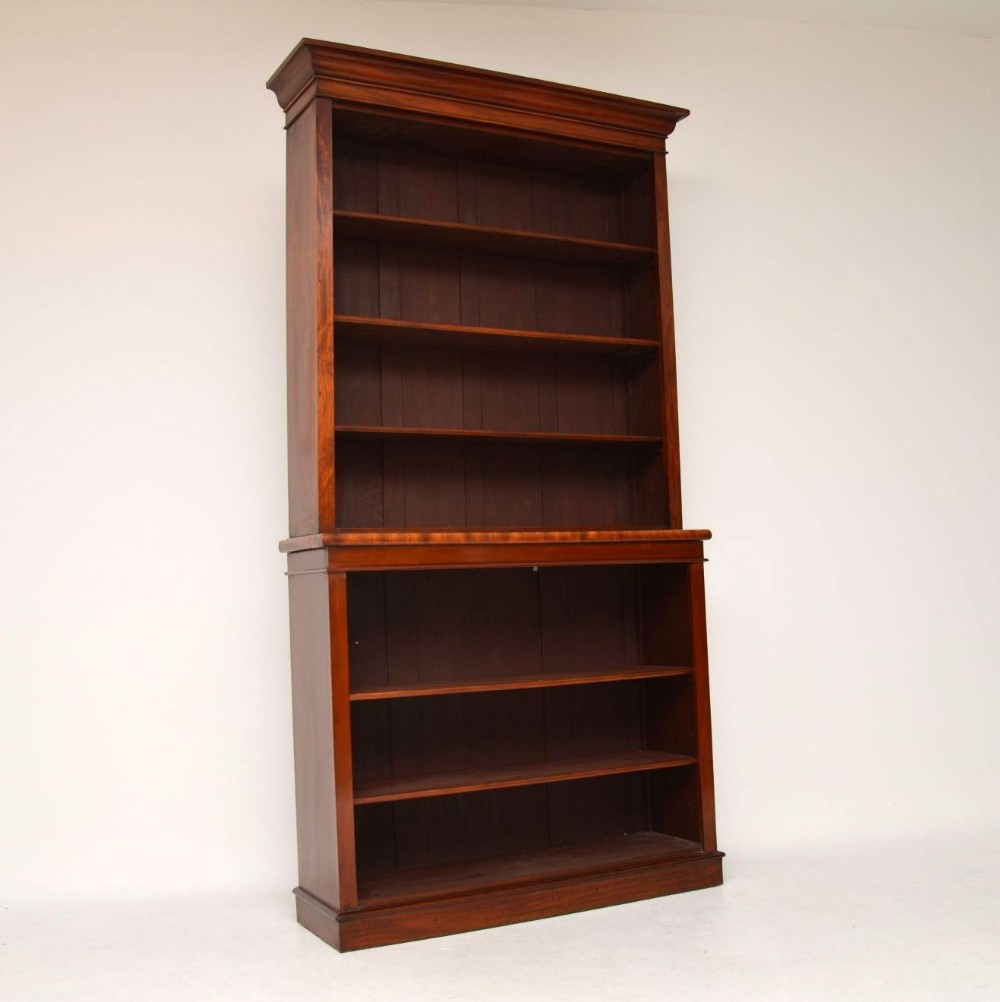 Antique Early Victorian Mahogany Open Bookcase