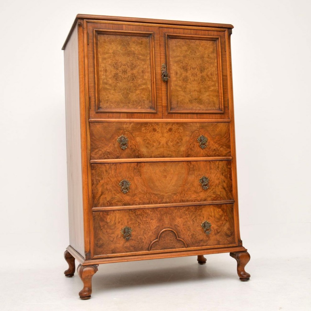 Antique Burr Walnut Cabinet on Chest