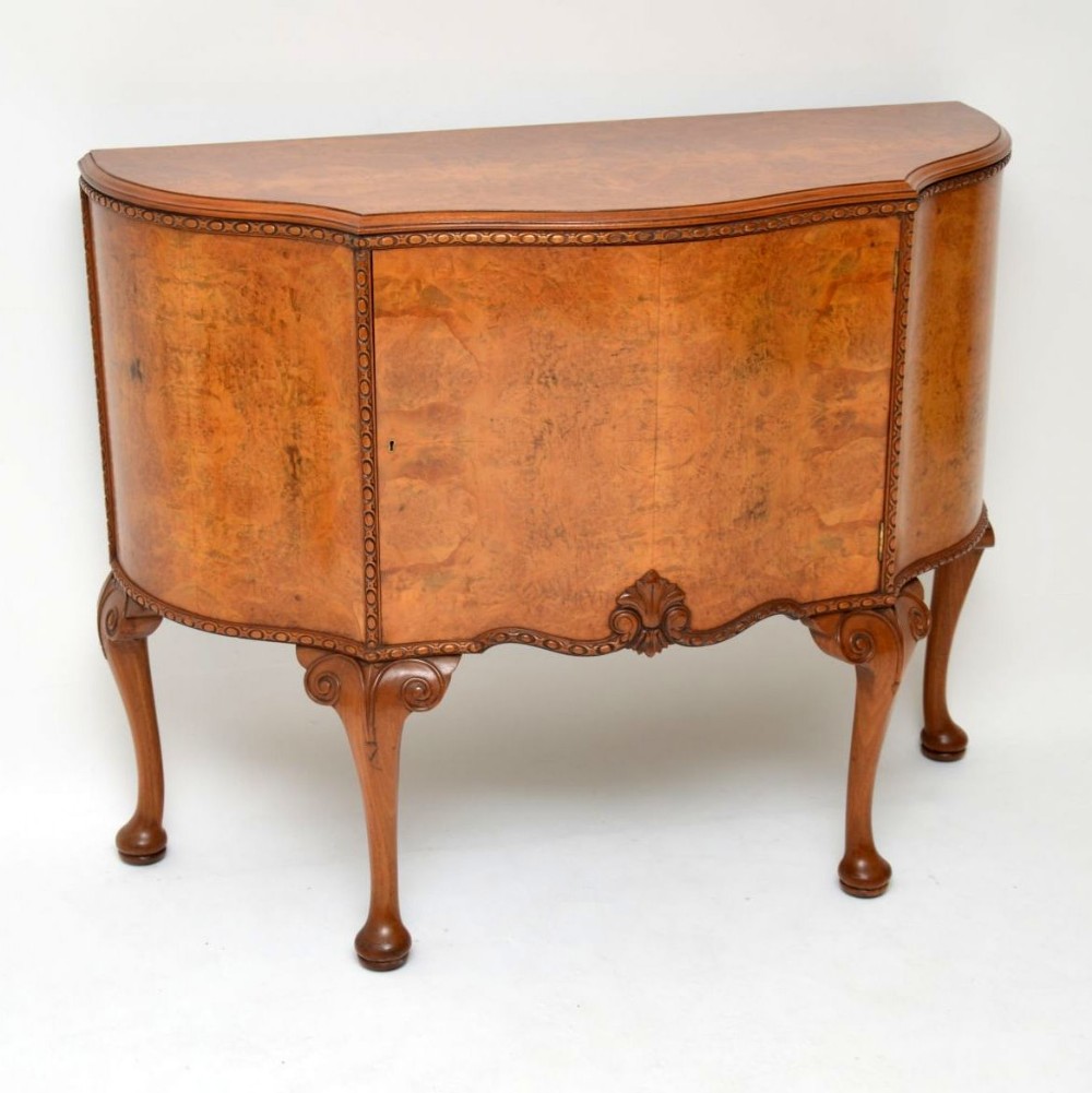 Antique Queen Anne Style Burr Walnut Cabinet
