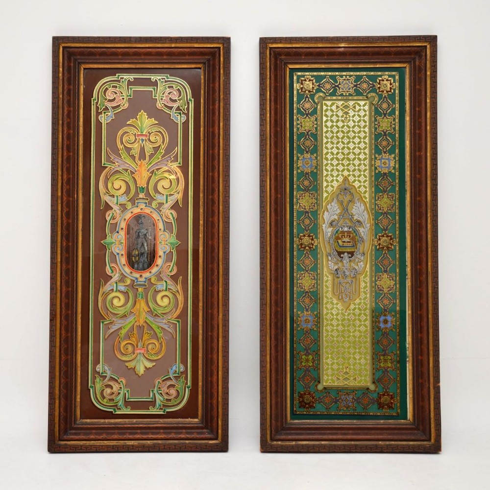 Pair of Antique Art Nouveau Decorative Mirrors or Glass Panels