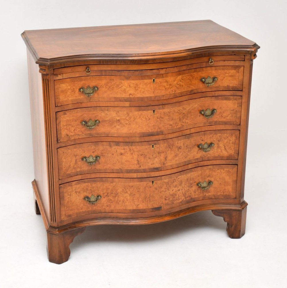 Antique Serpentine Fronted Burr Walnut Chest of Drawers