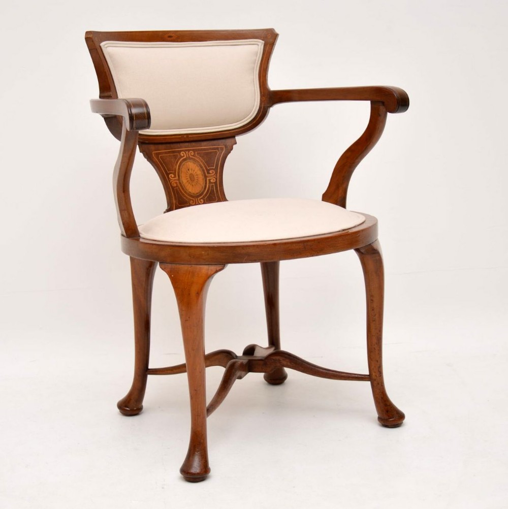 Antique Edwardian Inlaid Mahogany Armchair