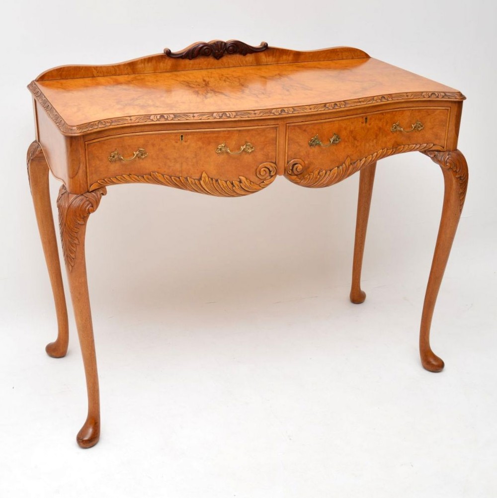 Antique Queen Anne Style Burr Walnut Server Table