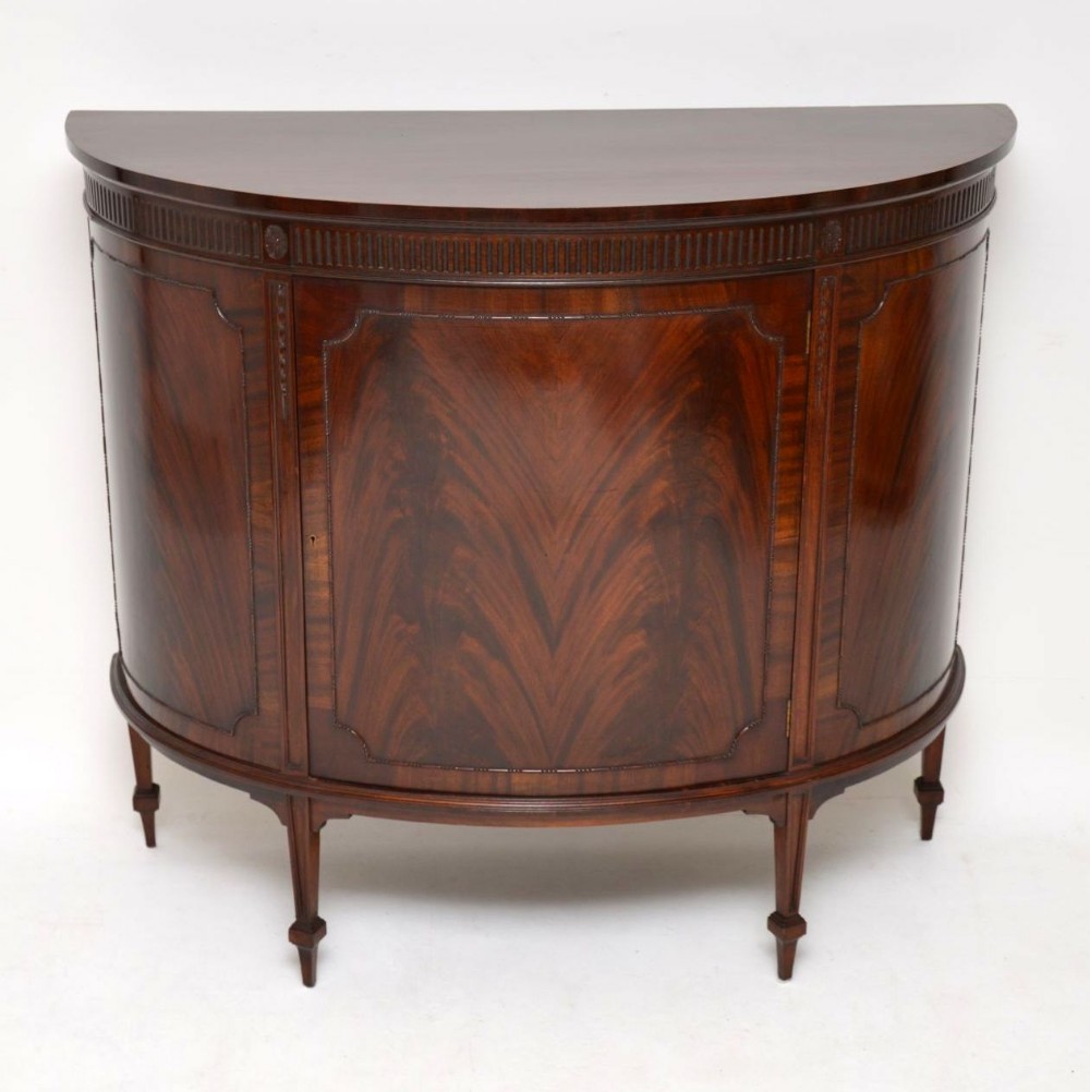 Antique Edwardian Mahogany Bow Front Cabinet
