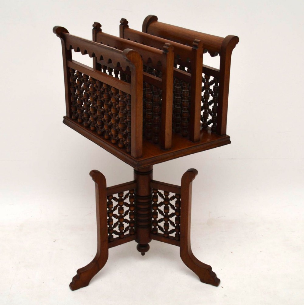 Antique Victorian Mahogany Revolving Canterbury