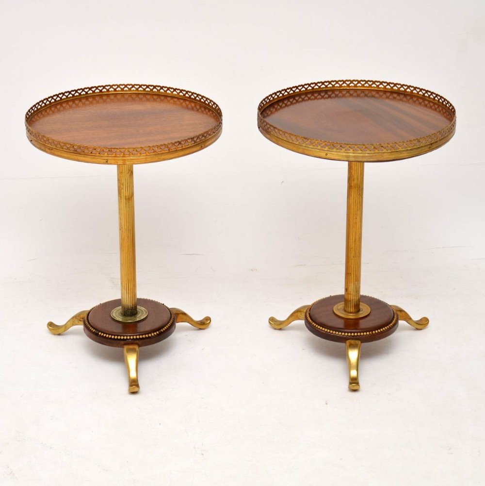 Pair of Antique Mahogany & Brass Wine Tables
