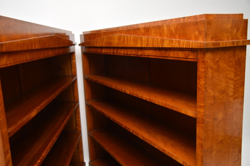 Pair of Antique Swedish Biedermeier Satin Birch Open Bookcases View IV
