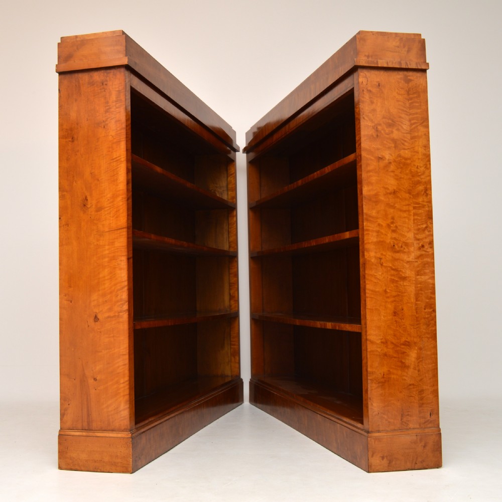 Pair of Antique Swedish Biedermeier Satin Birch Open Bookcases View V