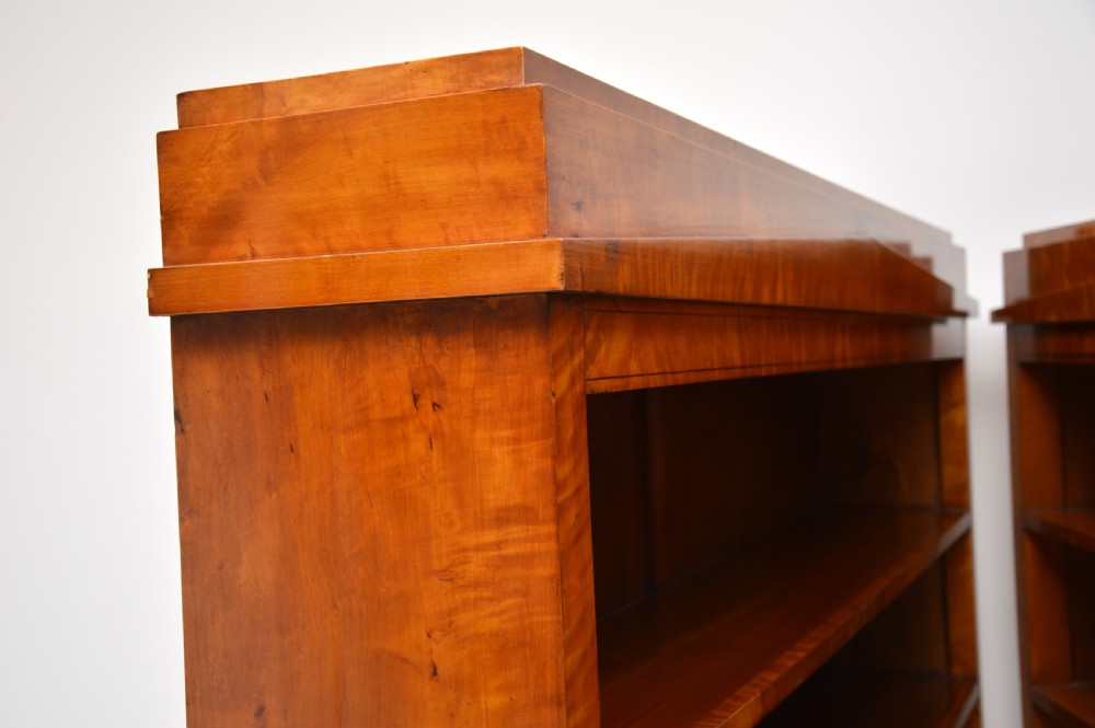 Pair of Antique Swedish Biedermeier Satin Birch Open Bookcases View VI