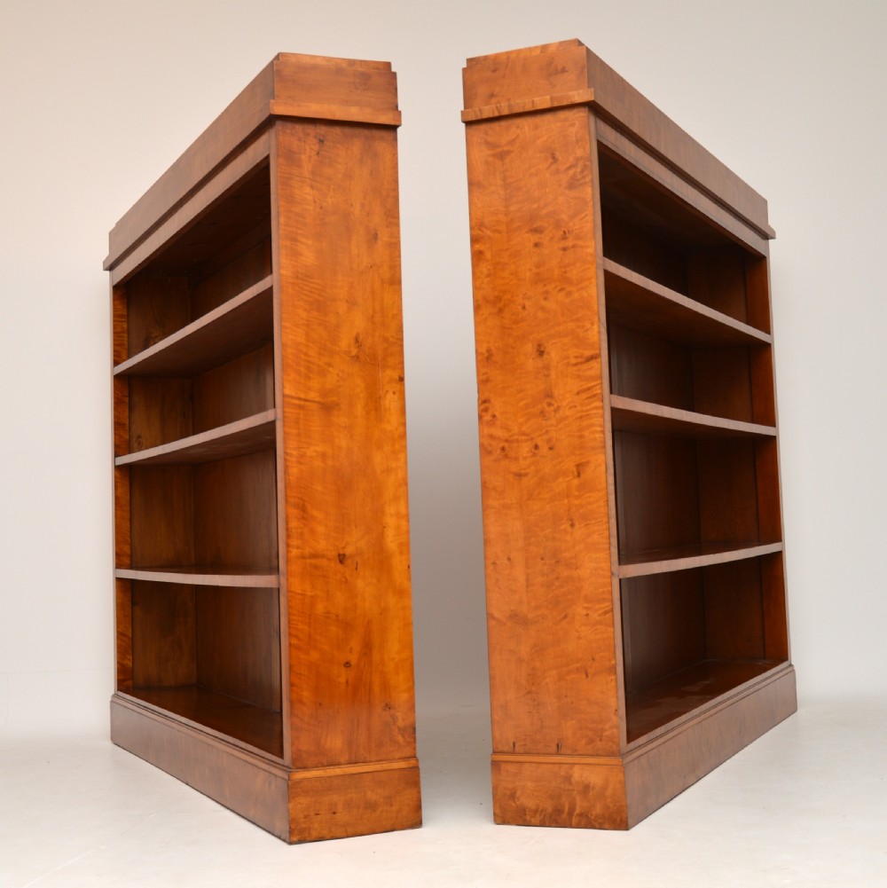 Pair of Antique Swedish Biedermeier Satin Birch Open Bookcases View VII