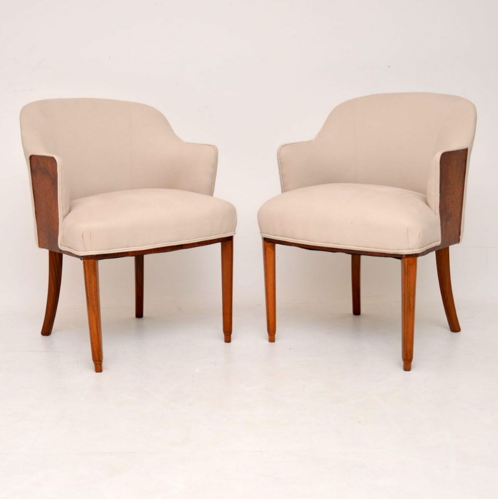 Pair of Art Deco Burr Walnut Armchairs
