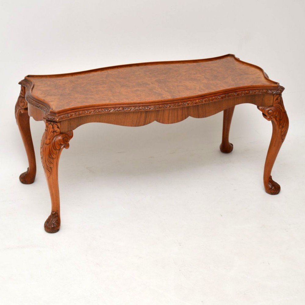 Antique Queen Anne Style Burr Walnut Coffee Table