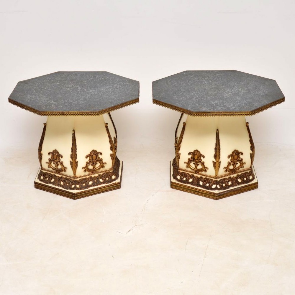 Pair of Antique French Faux Marble Side Tables