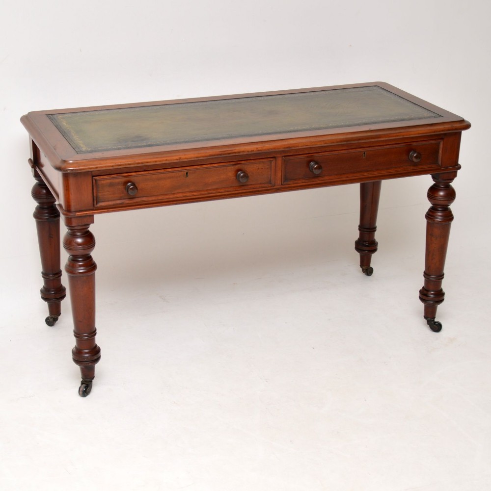 Antique Victorian Mahogany Leather Top Writing Table