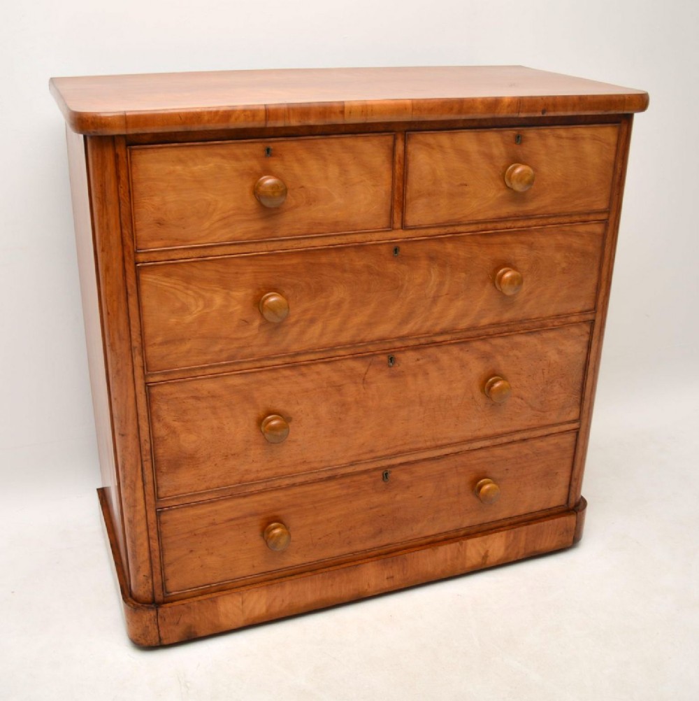 Large Antique Victorian Satin Birch Chest of Drawers