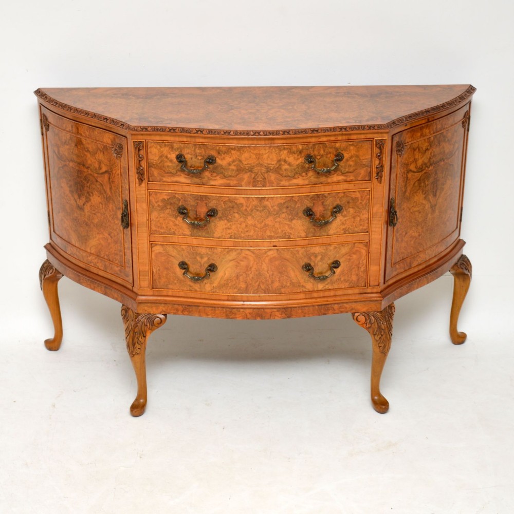 Antique Queen Anne Style Burr Walnut Sideboard
