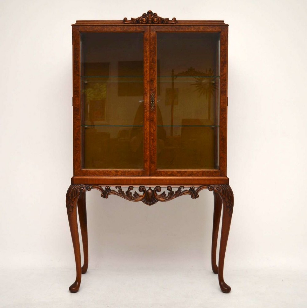 Antique Burr Walnut Display Cabinet