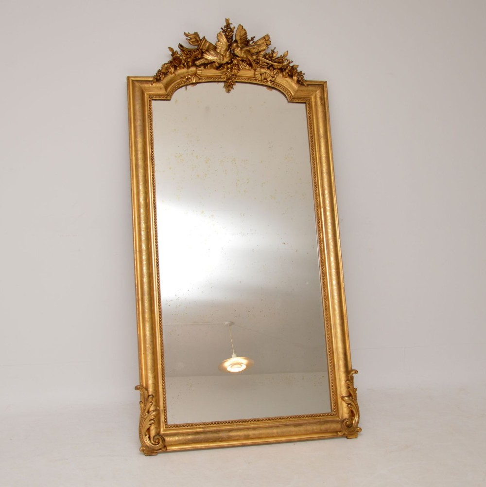 Large Antique French Carved Gilt Wood Mirror