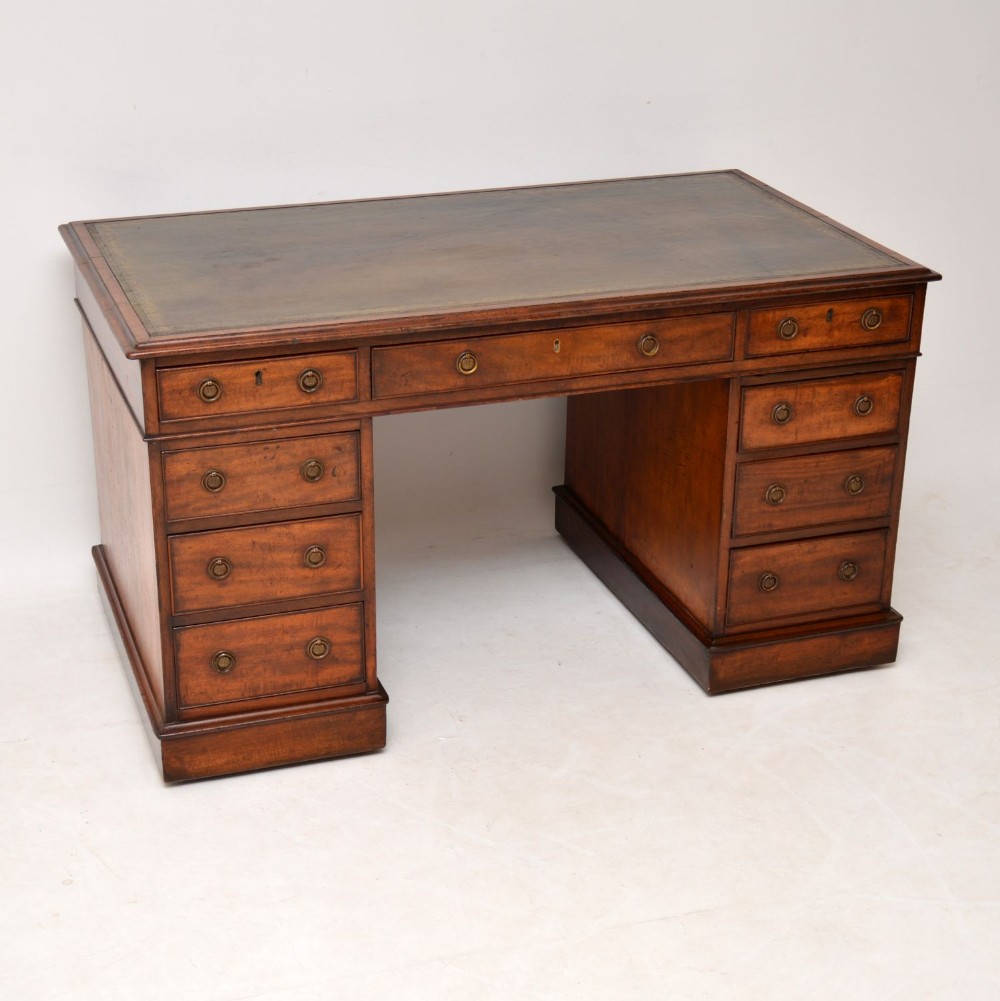 Antique Victorian Mahogany Leather Top Desk