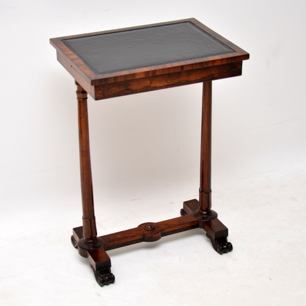 Antique William IV Rosewood Leather Top Side Table