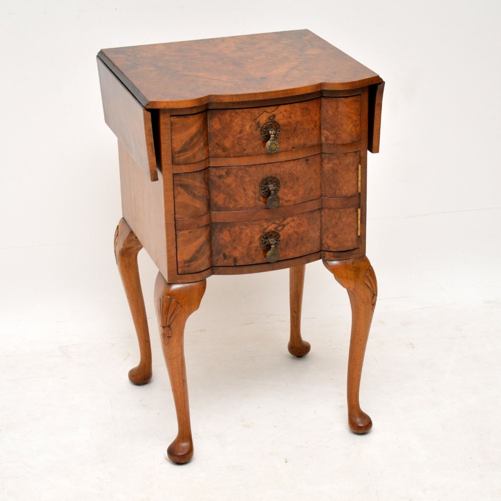 Antique Burr Walnut Drop Leaf Side Table