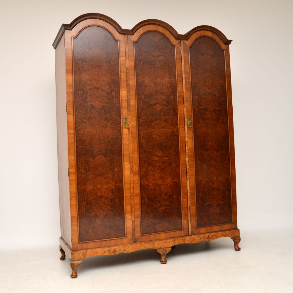 Antique Burr Walnut Triple Wardrobe