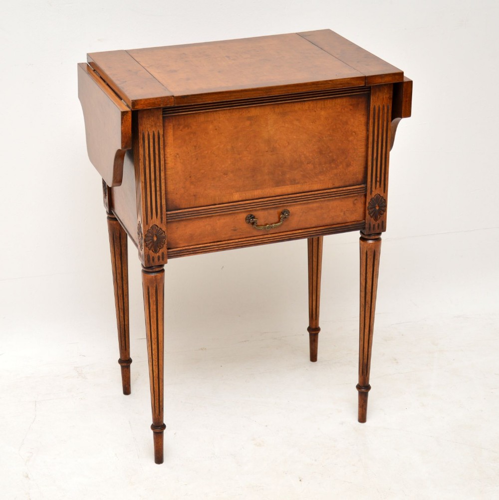 Antique Burr Walnut Drop Leaf Side Table