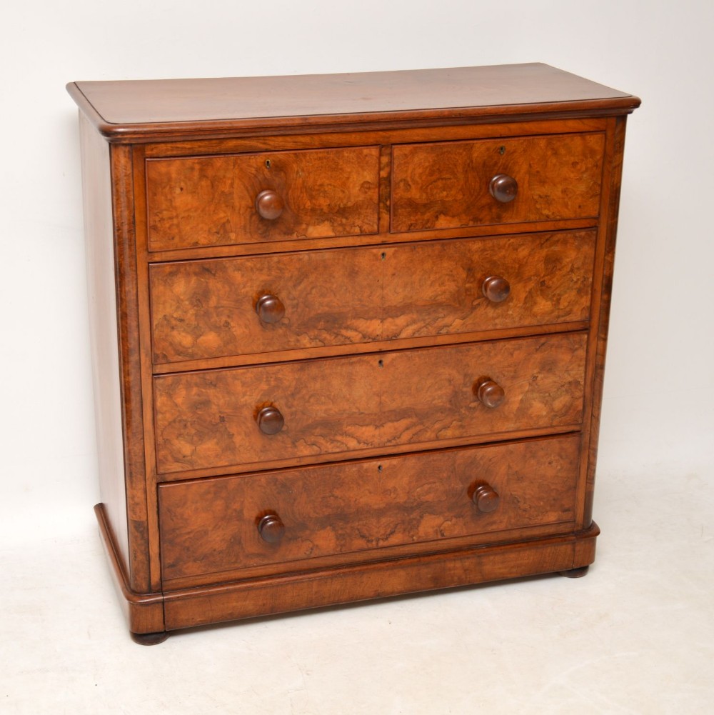 Large Antique Victorian Burr Walnut Chest of Drawers