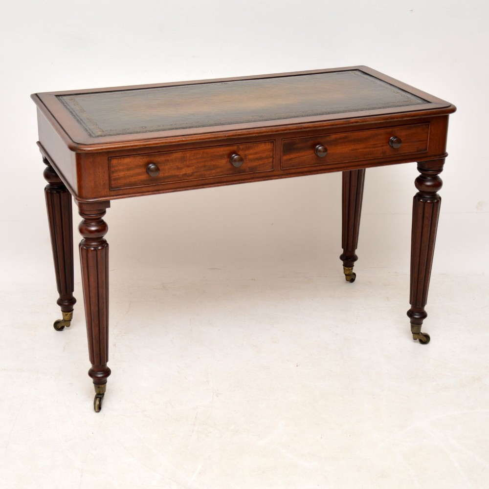 Antique Victorian Mahogany Leather Top Writing Table