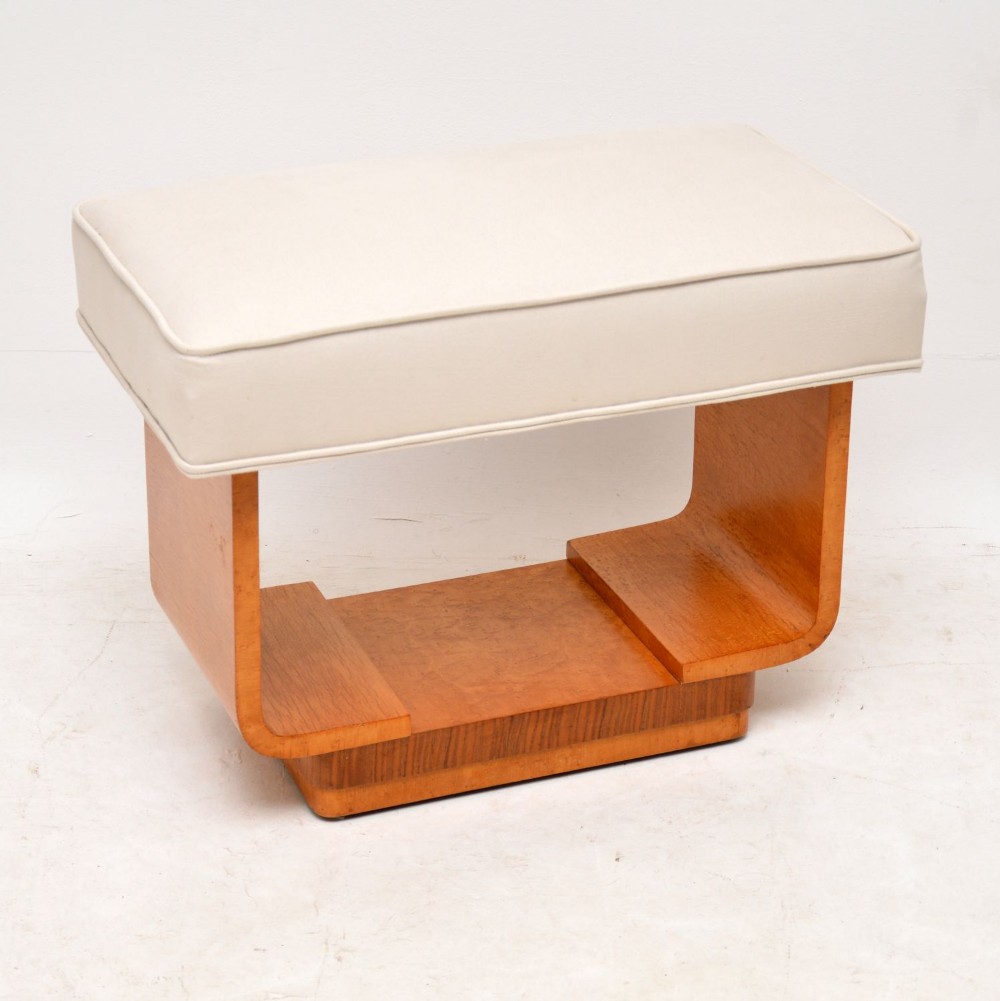 Original Art Deco Burr Maple & Walnut Stool