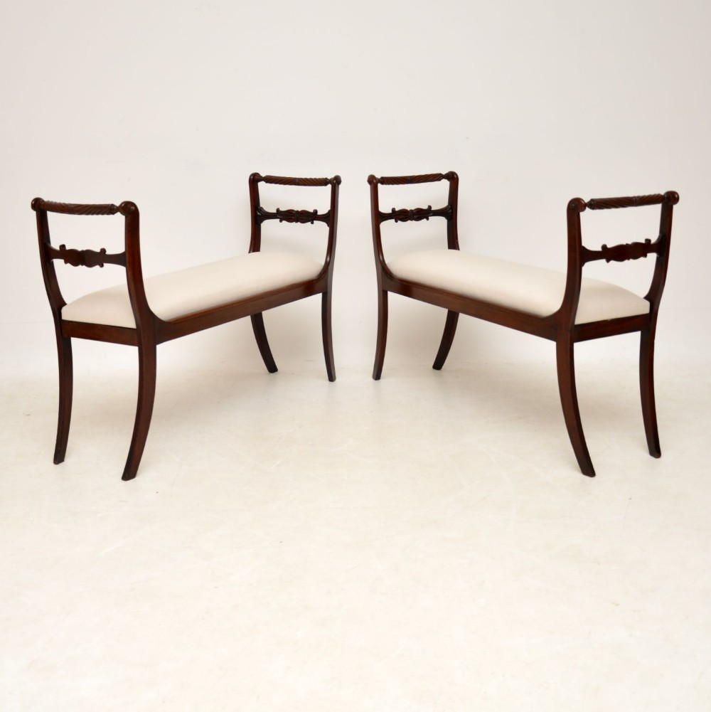 Pair of Antique Regency Mahogany Window Seats / Benches