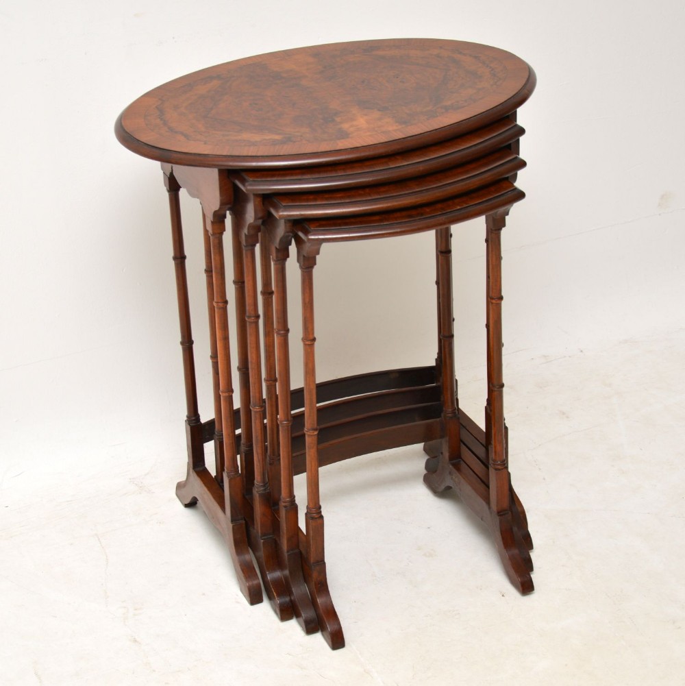 Antique Burr Walnut Nest of Four Tables