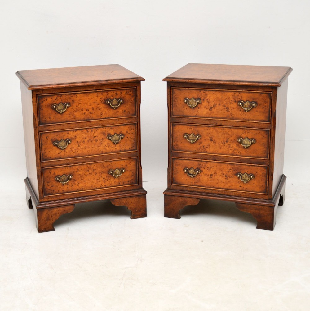 Pair of Antique Burr Walnut Bedside Chests