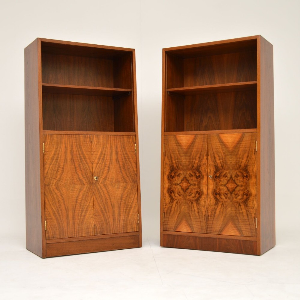Pair of 1920’s Original Art Deco Walnut Bookcase