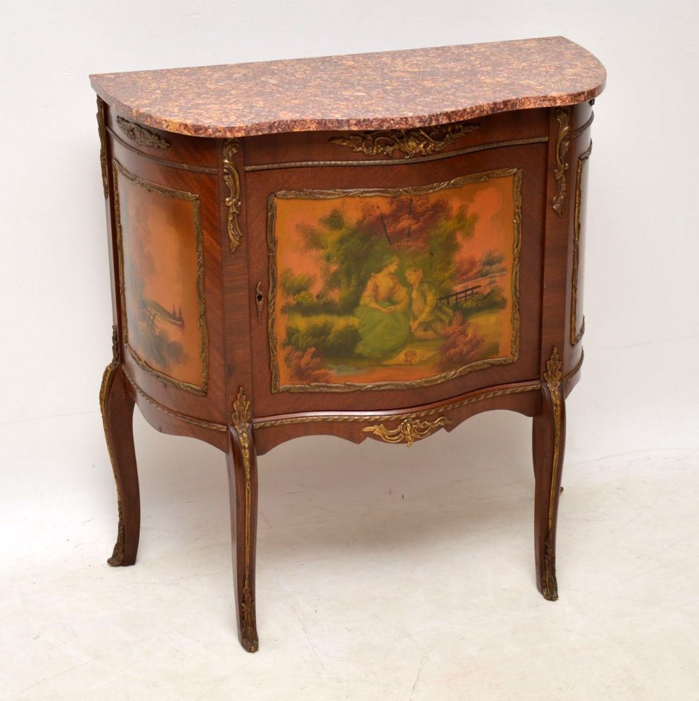Antique French Marble Top Side Cabinet