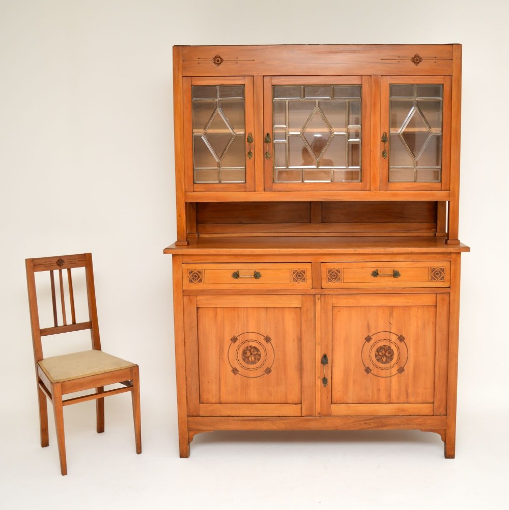 Antique Austrian Arts & Crafts Satin Wood Dresser & Chair