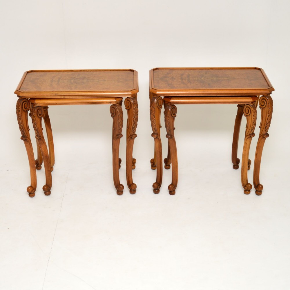 Pair of Antique Burr Walnut Nesting Side Tables