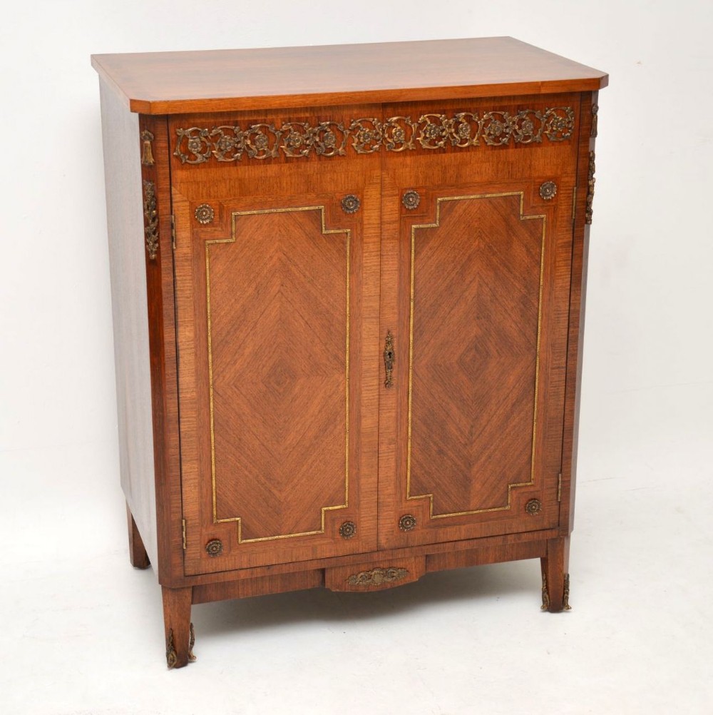 Antique French Gilt Bronze Mounted King Wood Cabinet