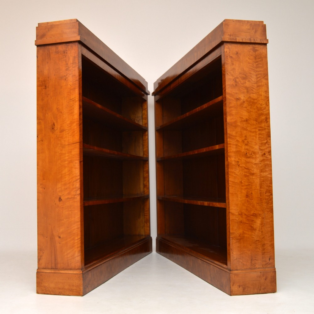 
Pair of Antique Swedish Biedermeier Satin Birch Open Bookcases View II