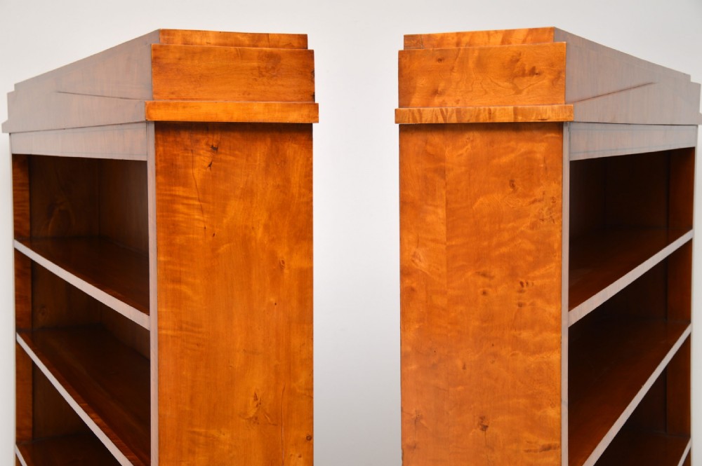 
Pair of Antique Swedish Biedermeier Satin Birch Open Bookcases View VIII