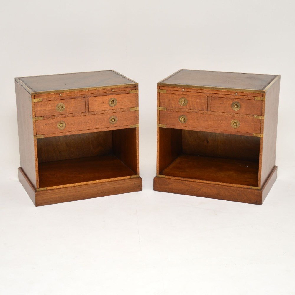 Pair of Antique Mahogany Military Campaign Style Cabinets