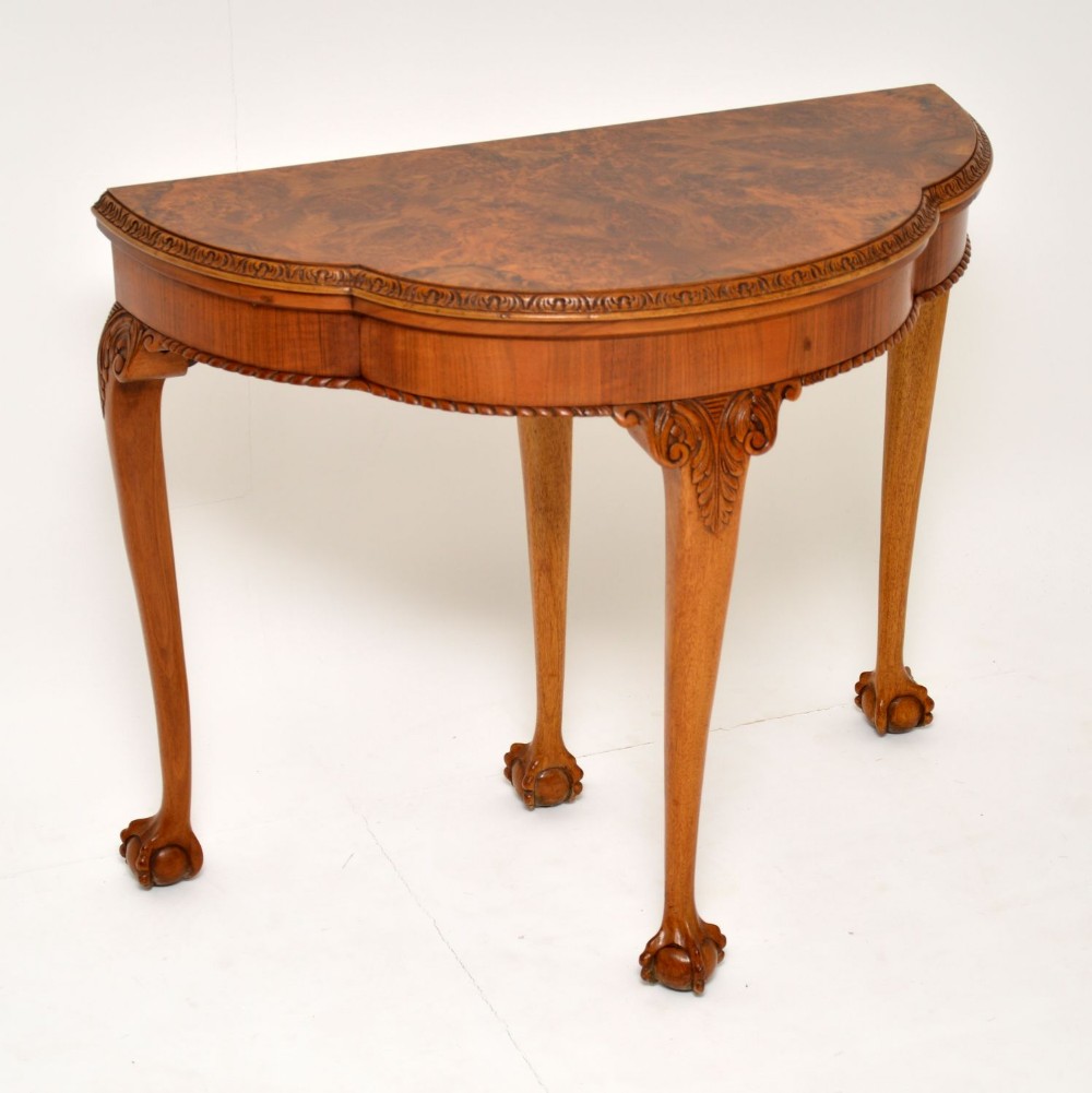 Antique Queen Anne Style Burr Walnut Card Table