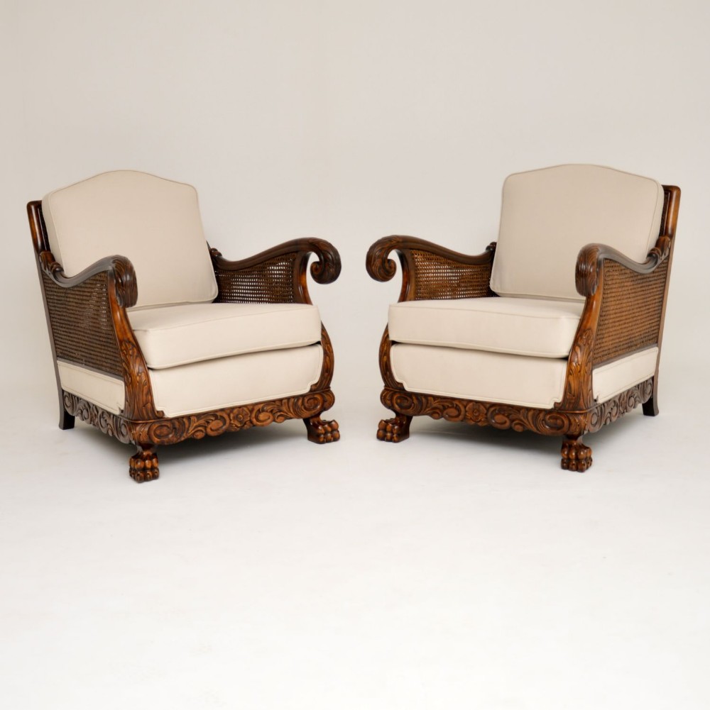 
Pair of Antique Swedish Satin Birch Armchairs