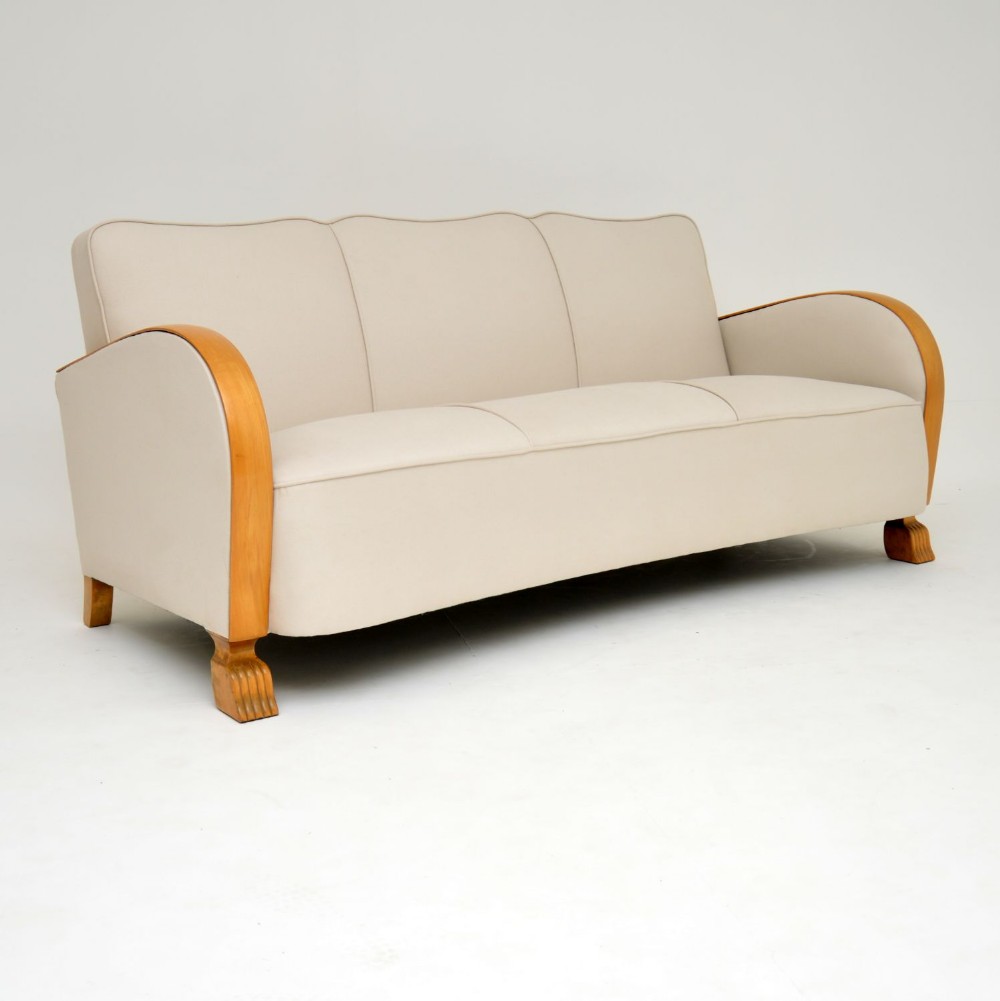 Swedish Art Deco Satin Birch Sofa