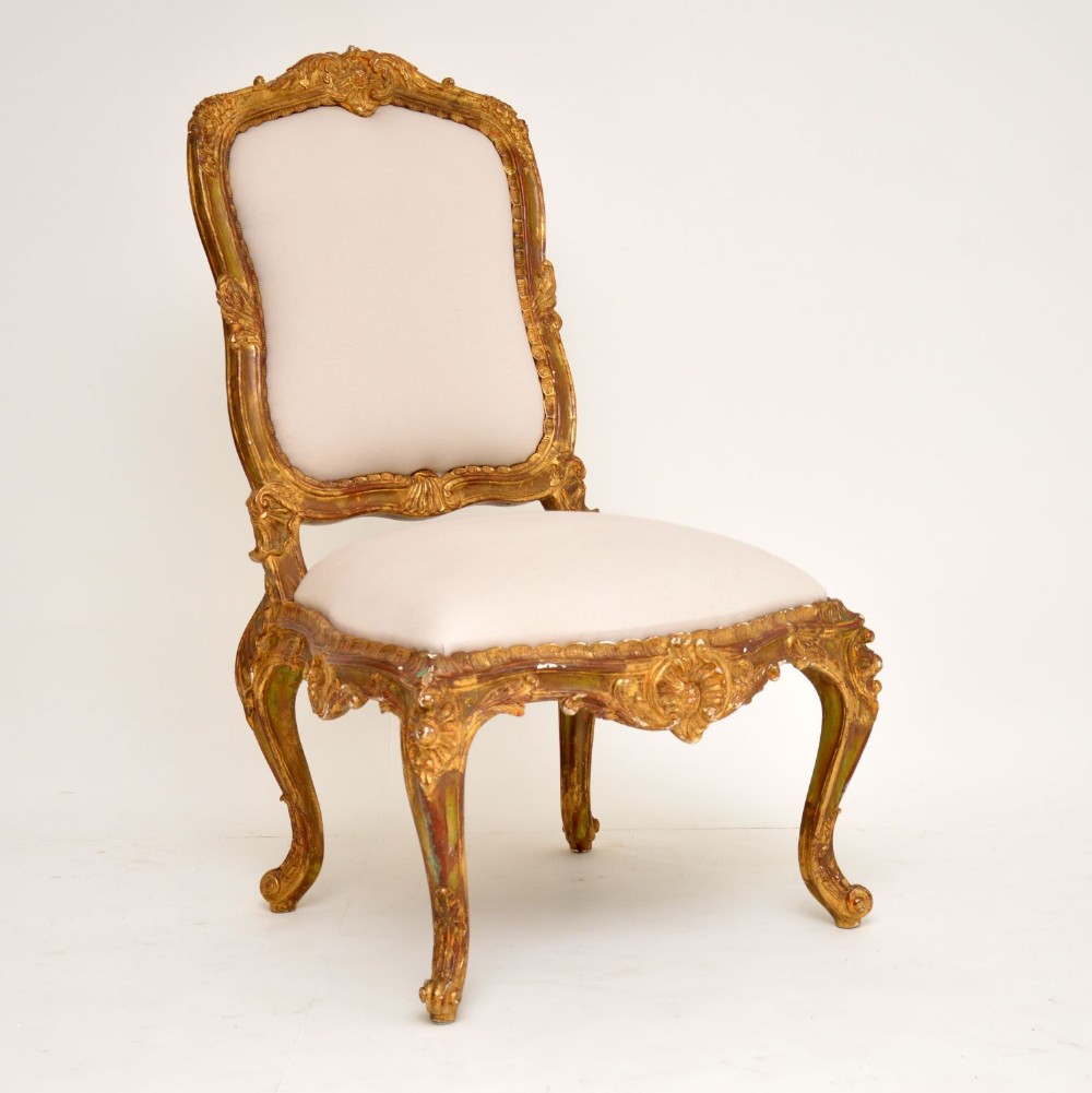 Antique Italian Style Gilt Wood Side Chair