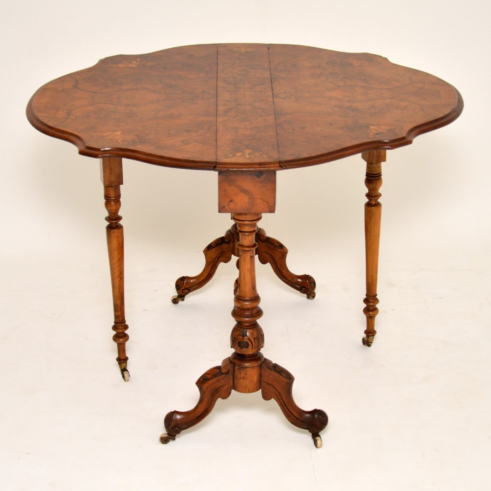 Antique Burr Walnut Drop Leaf Sutherland Table