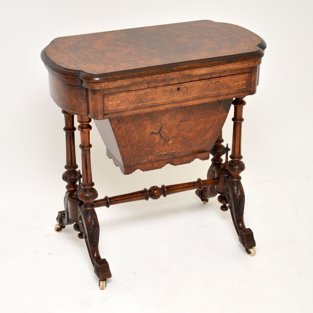 Antique Victorian Burr Walnut Games & Work Table