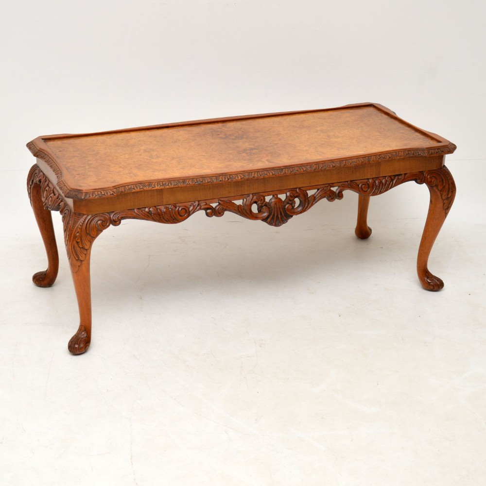 Antique Queen Anne Style Carved Walnut Coffee Table4