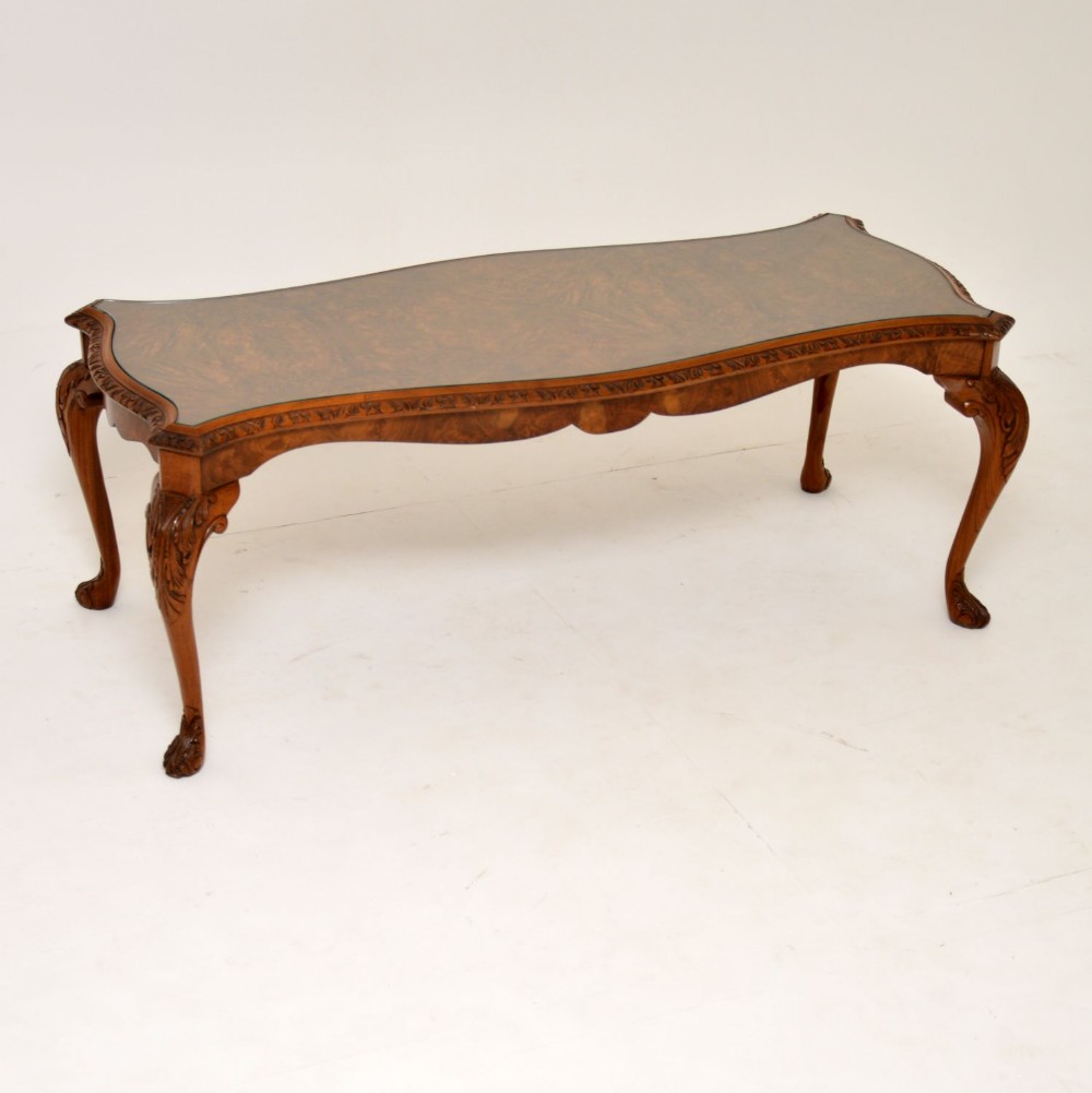 Antique Queen Anne Style Burr Walnut Coffee Table