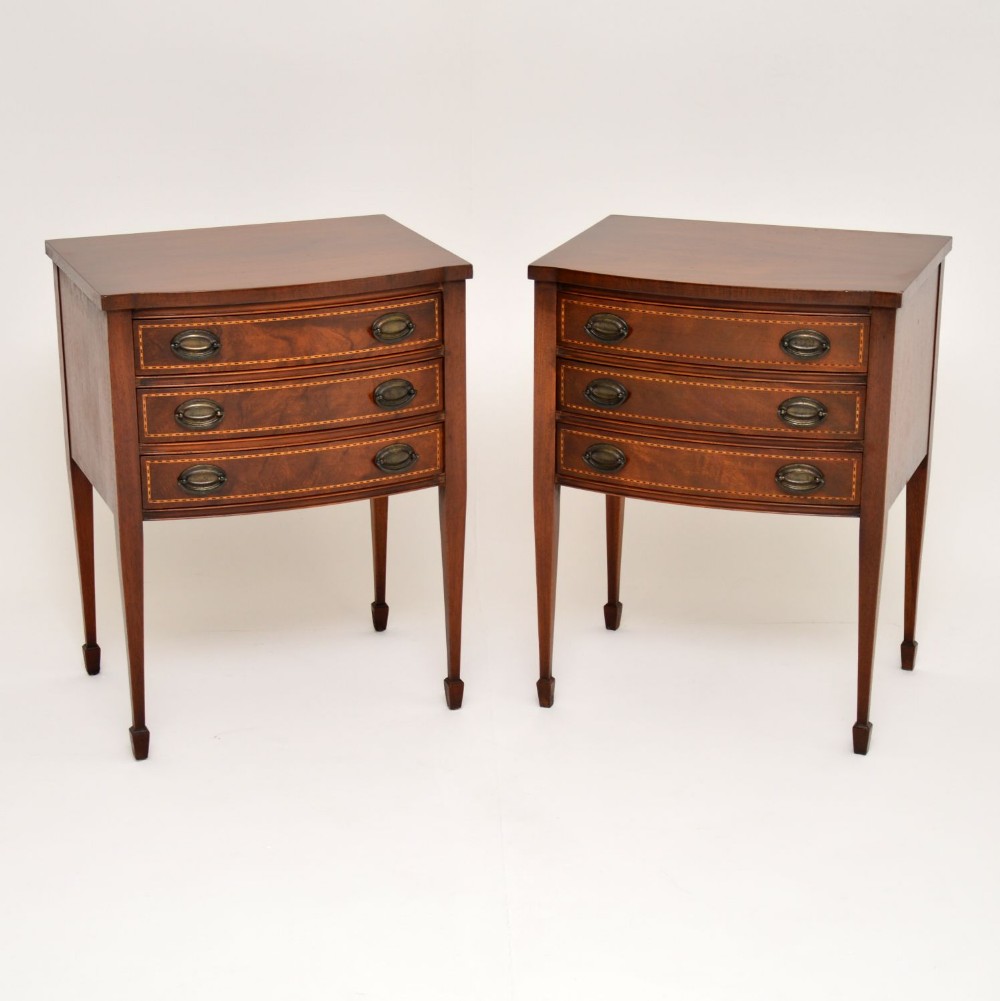 Pair of Antique Inlaid Mahogany Bedside or Side Tables